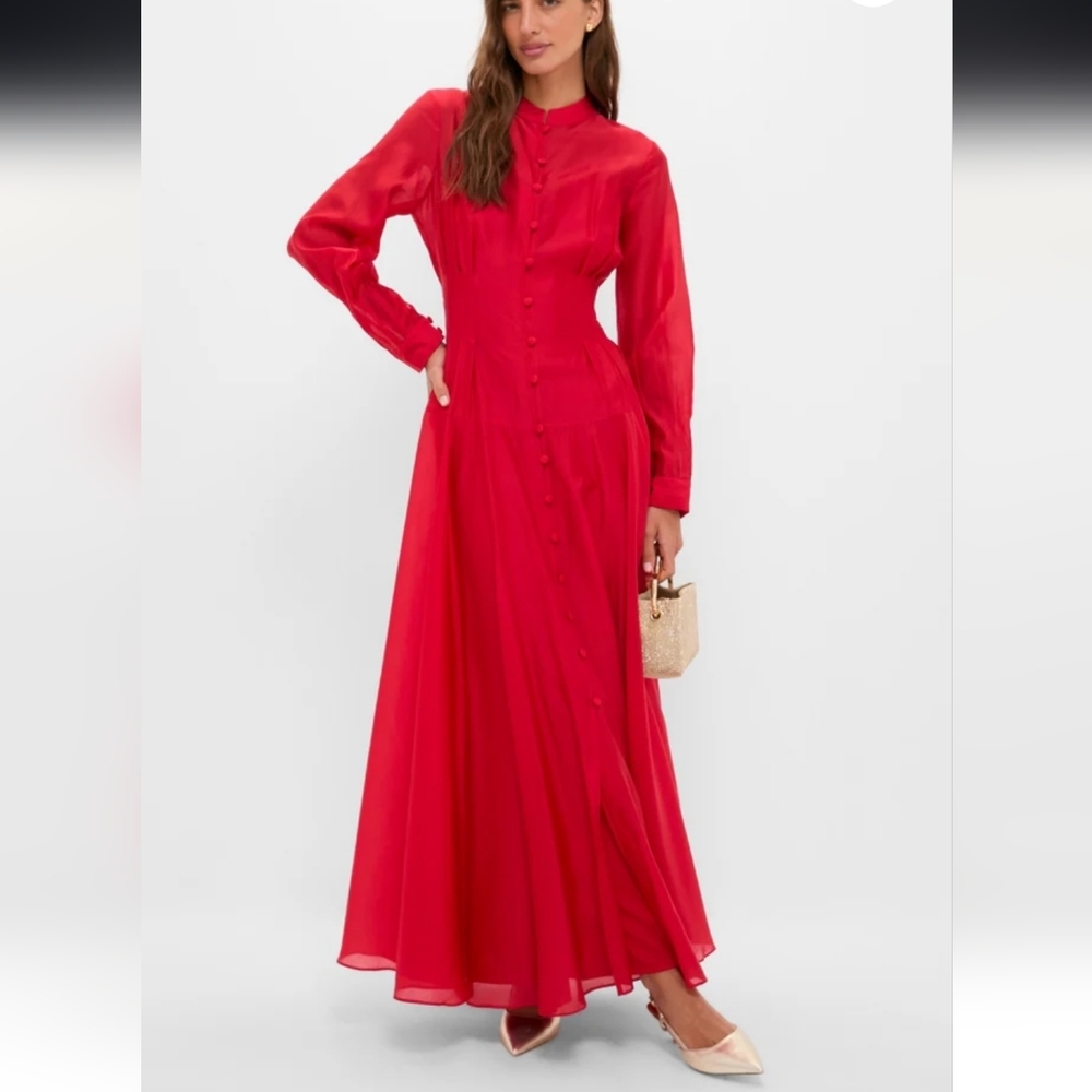 Tuckernuck Red Organza Marbella Maxi Dress Size M NWT